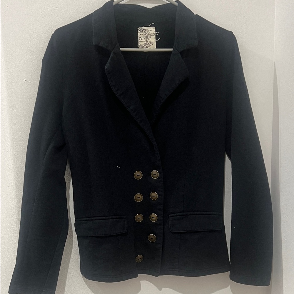 Tulle Elegant Black Blazer with Gold Buttons